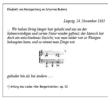 Ausschnitt aus einem Brief von Elisabeth von Herzogenberg an Johannes Brahms, in dem sie den Besuch von Edvard Grieg anspricht